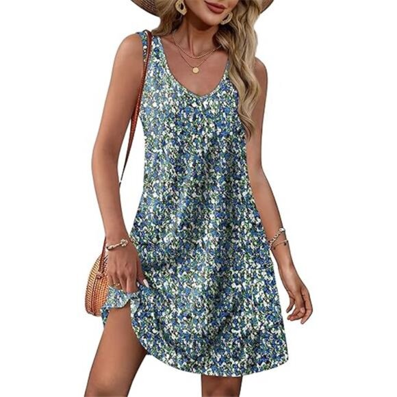 Womens Summer Dresses 2025 Loose V Neck Sleeveless Sundresses Swimsuit - Picture 6 of 6
